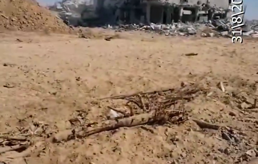 Thumbnail preview image for the video titled: IDF soldier's celebrates his demolition of homes in Gaza