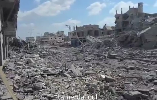 Thumbnail preview image for the video titled: Israeli airstrike destroyed Al-Sakhra Commercial Complex in Gaza City