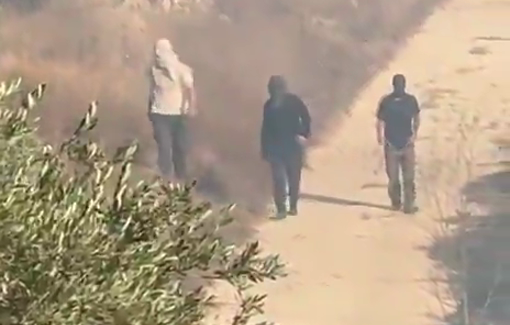 Thumbnail preview image for the video titled: Settlers from « Ouz Zion » and « Giv'at Asaf » set fire to Palestinian field in Burqa under Israeli soldiers protection