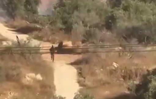 Thumbnail preview image for the video titled: Israeli settlers set fire to a Palestinian land in Burqa village