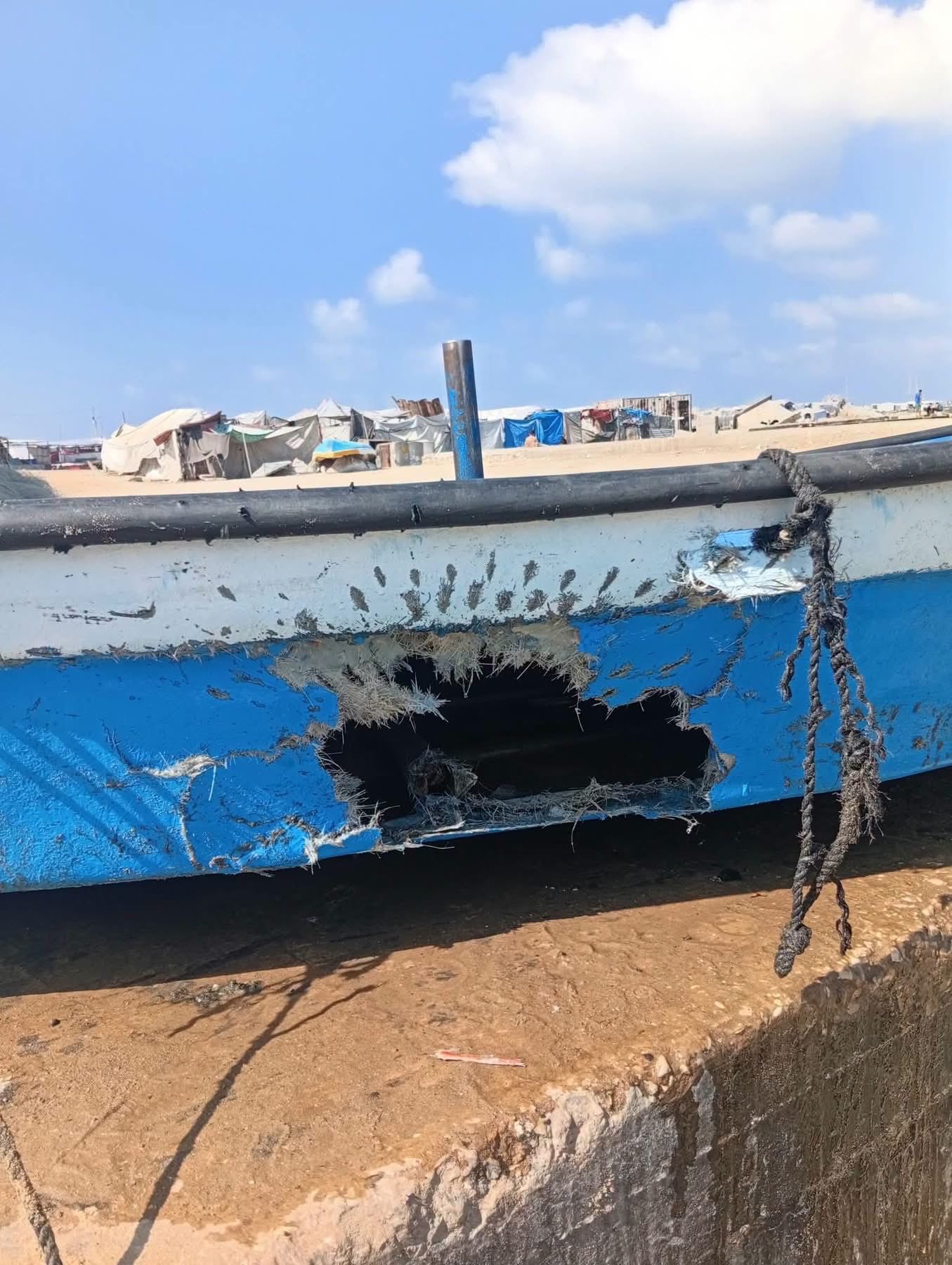 Thumbnail preview image for the video titled: Fishing boat shelled by Israeli naval forces in Gaza