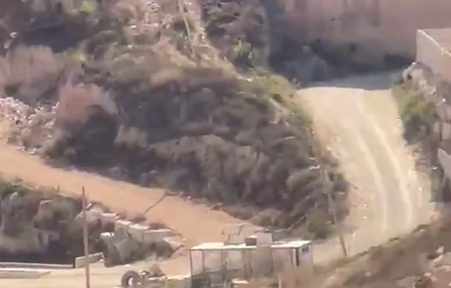 Thumbnail preview image for the video titled: Settlers stormed the quarry of Taybeh threatened to kill its owner if he returned