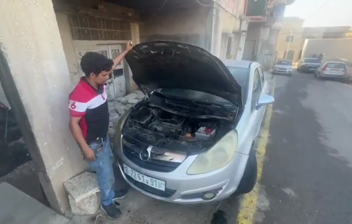 Thumbnail preview image for the video titled: Israeli settlers set fire to three Palestinian vehicle in Rantis
