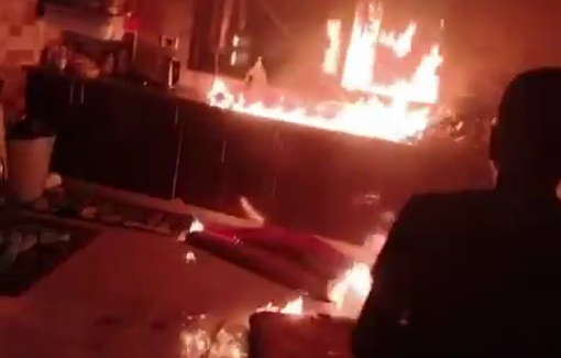 Thumbnail preview image for the video titled: Settlers set fire to a house during a Pogrom in Al-Mughayyir