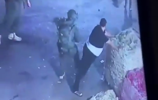 Thumbnail preview image for the video titled: Israeli soldier humiliating and degrading a Palestinian man during a search in Nablus