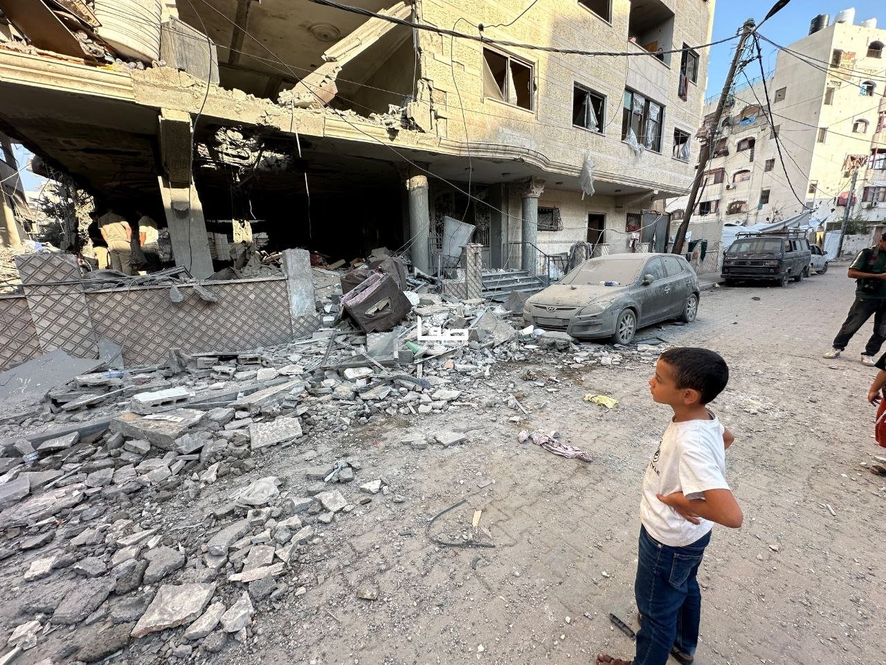 Thumbnail preview image for the video titled: Extensive destruction of residential building bombed by Israel in western Gaza City