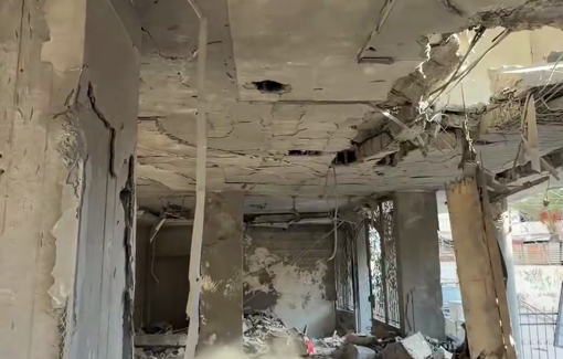 Thumbnail preview image for the video titled: Ruins of residential building bombed by Israel killing 5 Palestinians in their sleep