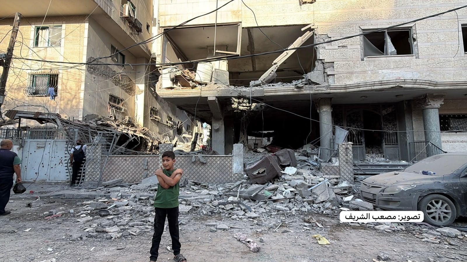 Thumbnail preview image for the video titled: Extensive destruction of residential building bombed by Israel in western Gaza City