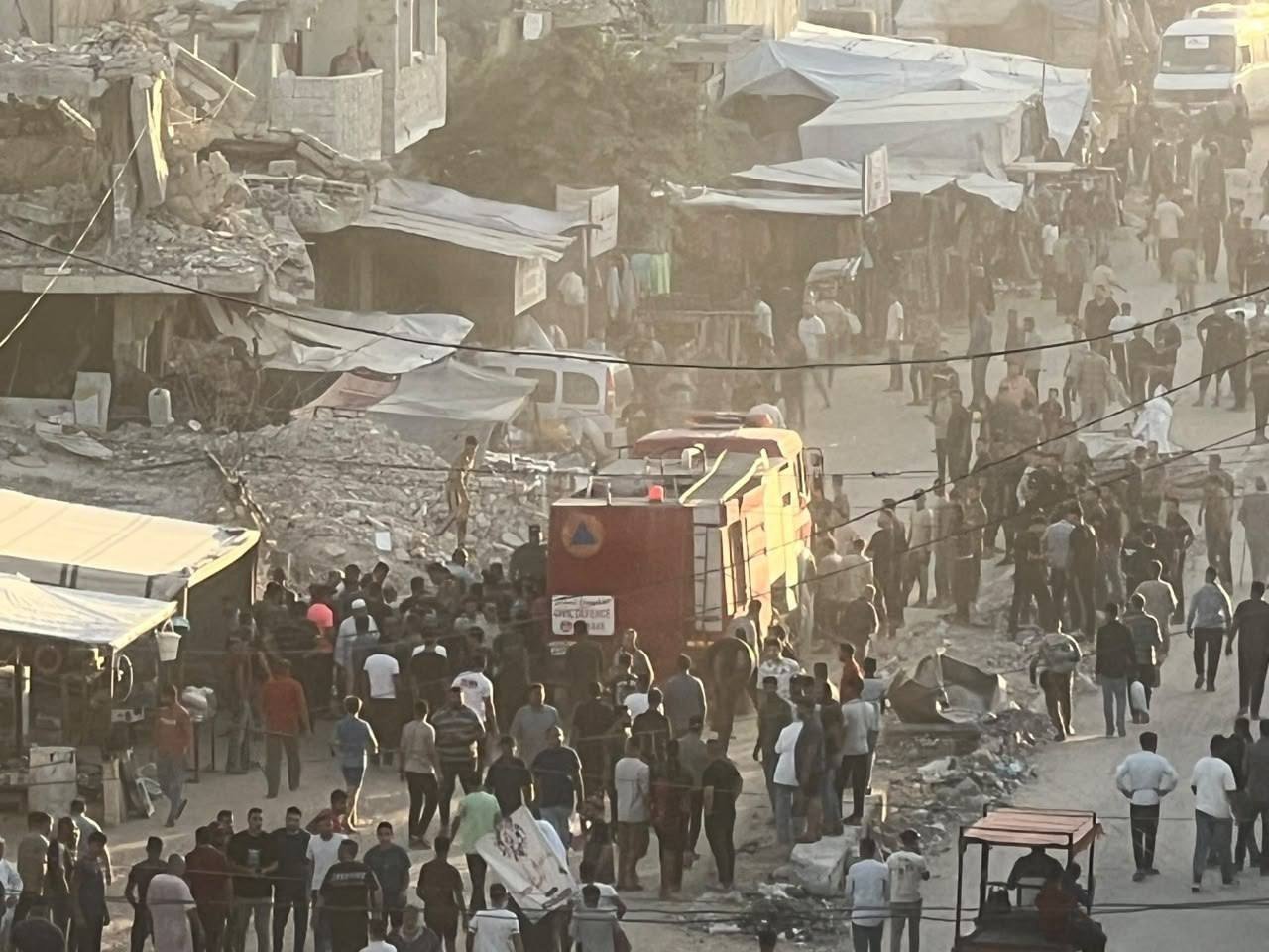 Thumbnail preview image for the video titled: Crowd gathers after Israeli strike targets the vicinity of a school in northern Gaza