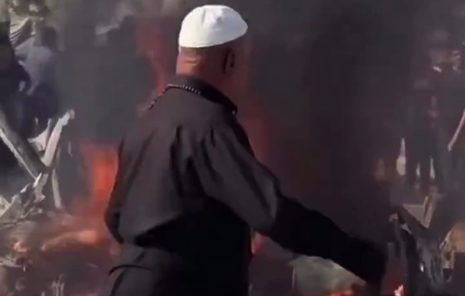 Thumbnail preview image for the video titled: Car of aid coordinator ablaze after deadly Israeli drone strike