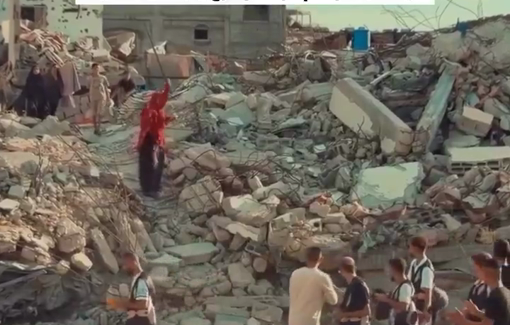 Thumbnail preview image for the video titled: Palestinians persist to live, celebrate wedding amid the rubble