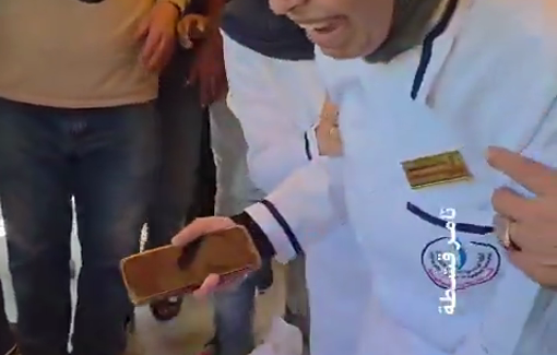Thumbnail preview image for the video titled: On-duty medical student confronted with father killed in Israeli airstrike