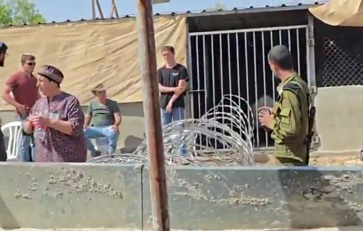 Thumbnail preview image for the video titled: Invasion of a family’s courtyard in Umm al-Khair by Carmel settlers and soldiers, who fenced it off and settling it