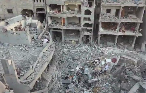 Thumbnail preview image for the video titled: Extensive destruction of and around house bombed by Israel in the Sabra neighborhood