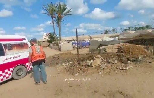 Thumbnail preview image for the video titled: Rescue crews evacuate family from building struck by Israeli artillery in Mawasi Rafah