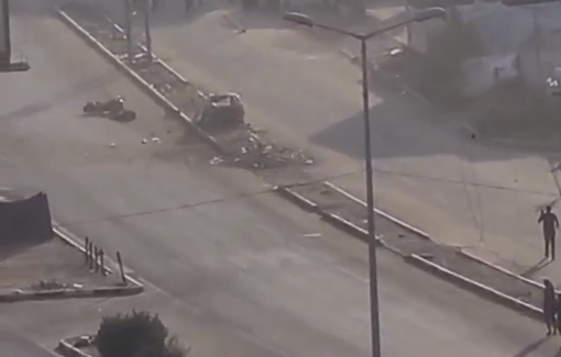 Thumbnail preview image for the video titled: Israeli double tap strike on young Palestinian on Salah al-Din Street