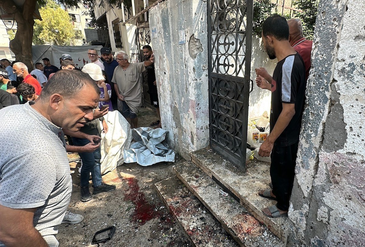 Thumbnail preview image for the video titled: Scene of Israeli massacre of 4 young Palestinians in west Gaza City