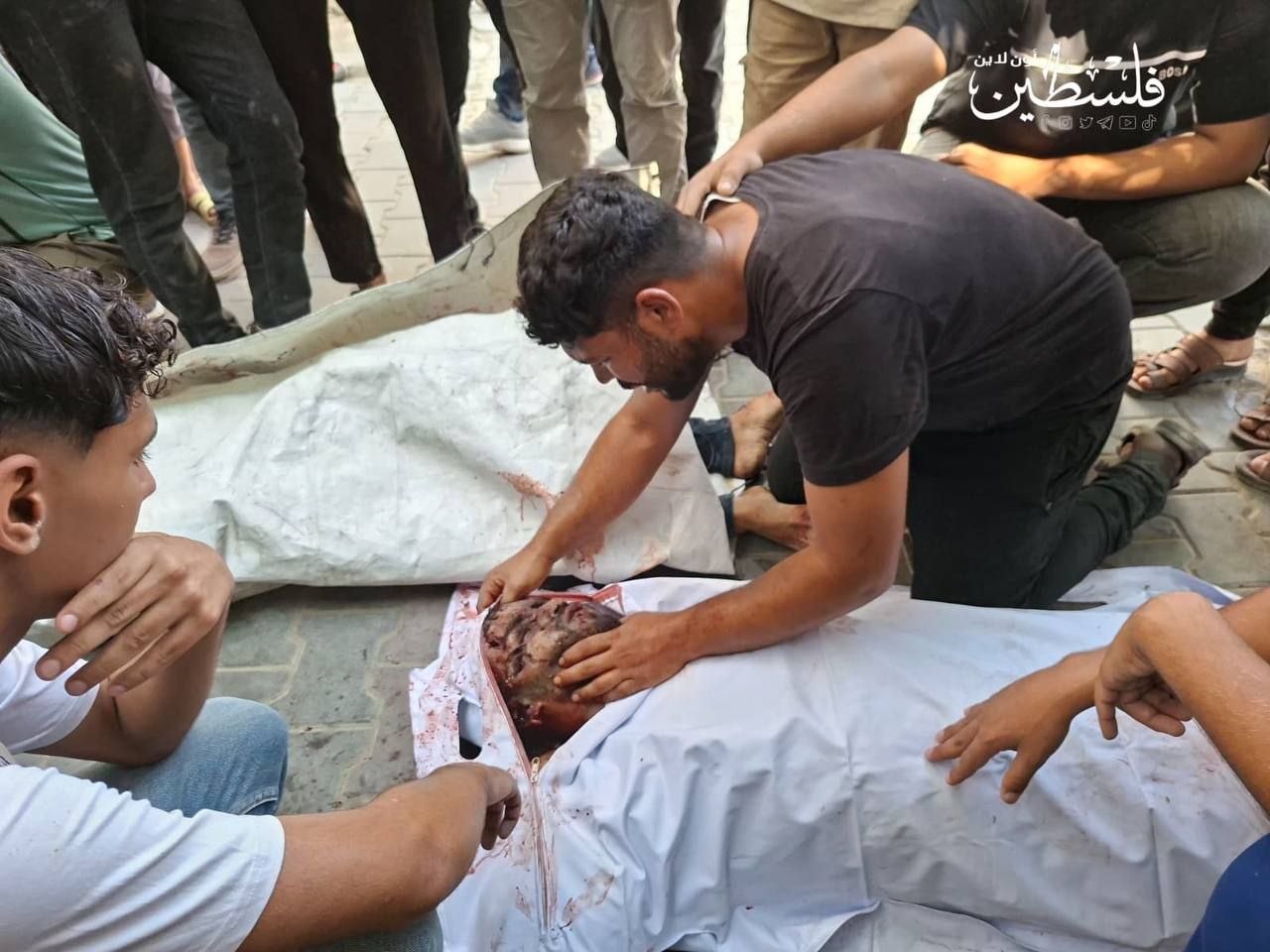 Thumbnail preview image for the video titled: Relatives mourn young men killed in western Gaza City massacre