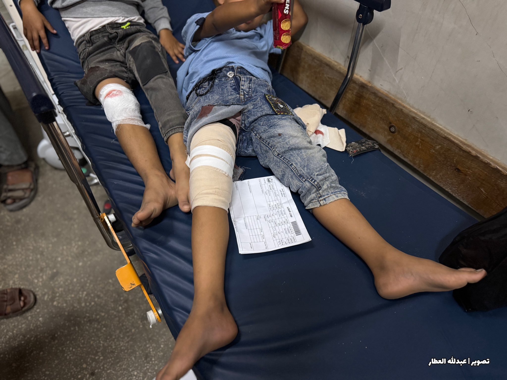 Thumbnail preview image for the video titled: Children injured by Israeli gunfire in Khan Younis