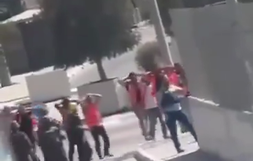 Thumbnail preview image for the video titled: The Israeli army forced Jordanian truck drivers out with their hands over their heads and led them to an unknown location