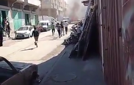 Thumbnail preview image for the video titled: First moments after Israeli drone struck car in eastern Gaza City