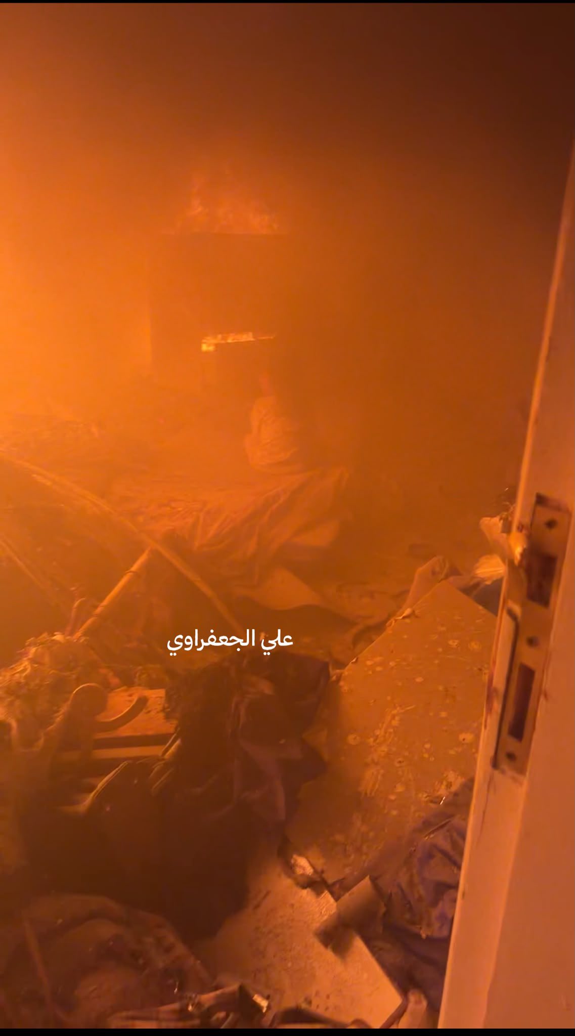Thumbnail preview image for the video titled: Distraught child sits amid fire and debris after Israel bombed her apartment, killing her mother