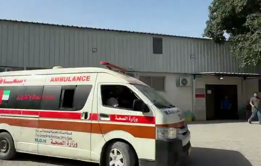 Thumbnail preview image for the video titled: Body of killed Palestinian taken to hospital after deadly Israeli drone strike in northern Gaza