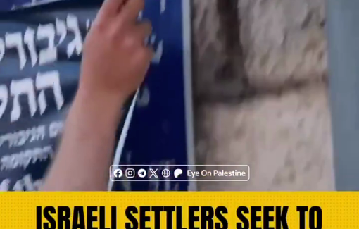 Thumbnail preview image for the video titled: Knesset candidate and settlers override name of historical Salah ad-Din Street in Jerusalem