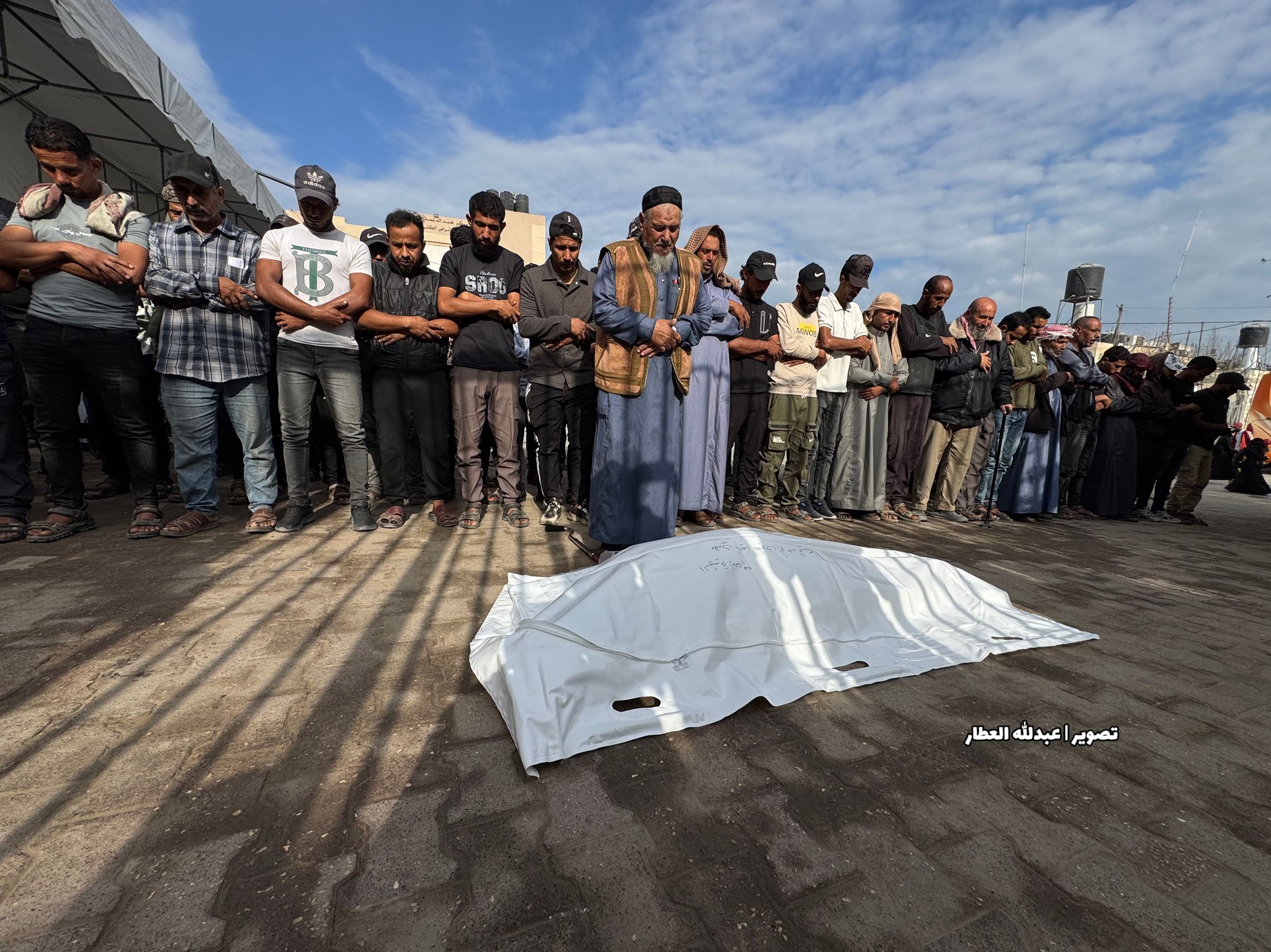 Thumbnail preview image for the video titled: Funeral prayer for woman killed by Israeli gunfire in Al-Mawasi
