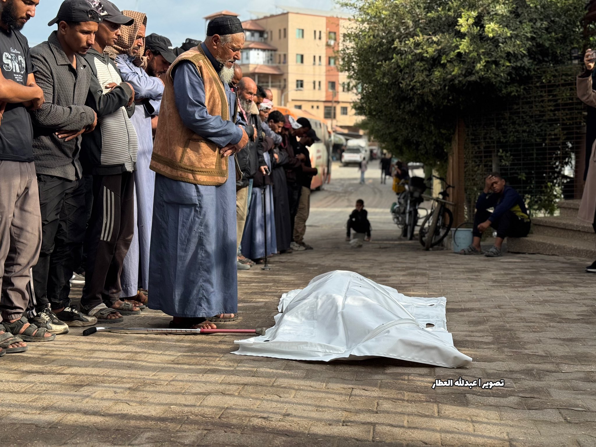 Thumbnail preview image for the video titled: Funeral prayer for woman killed by Israeli gunfire in Al-Mawasi