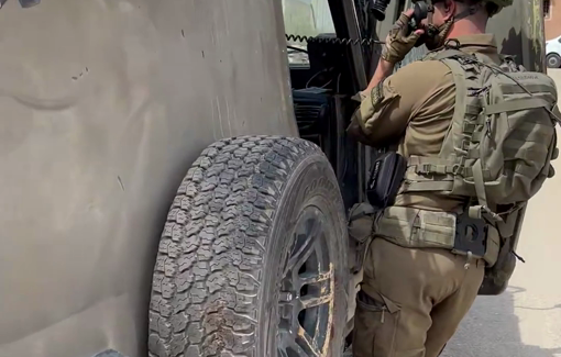 Thumbnail preview image for the video titled: Soldiers tear-gassed activist, journalists and olive pickers in Jalud
