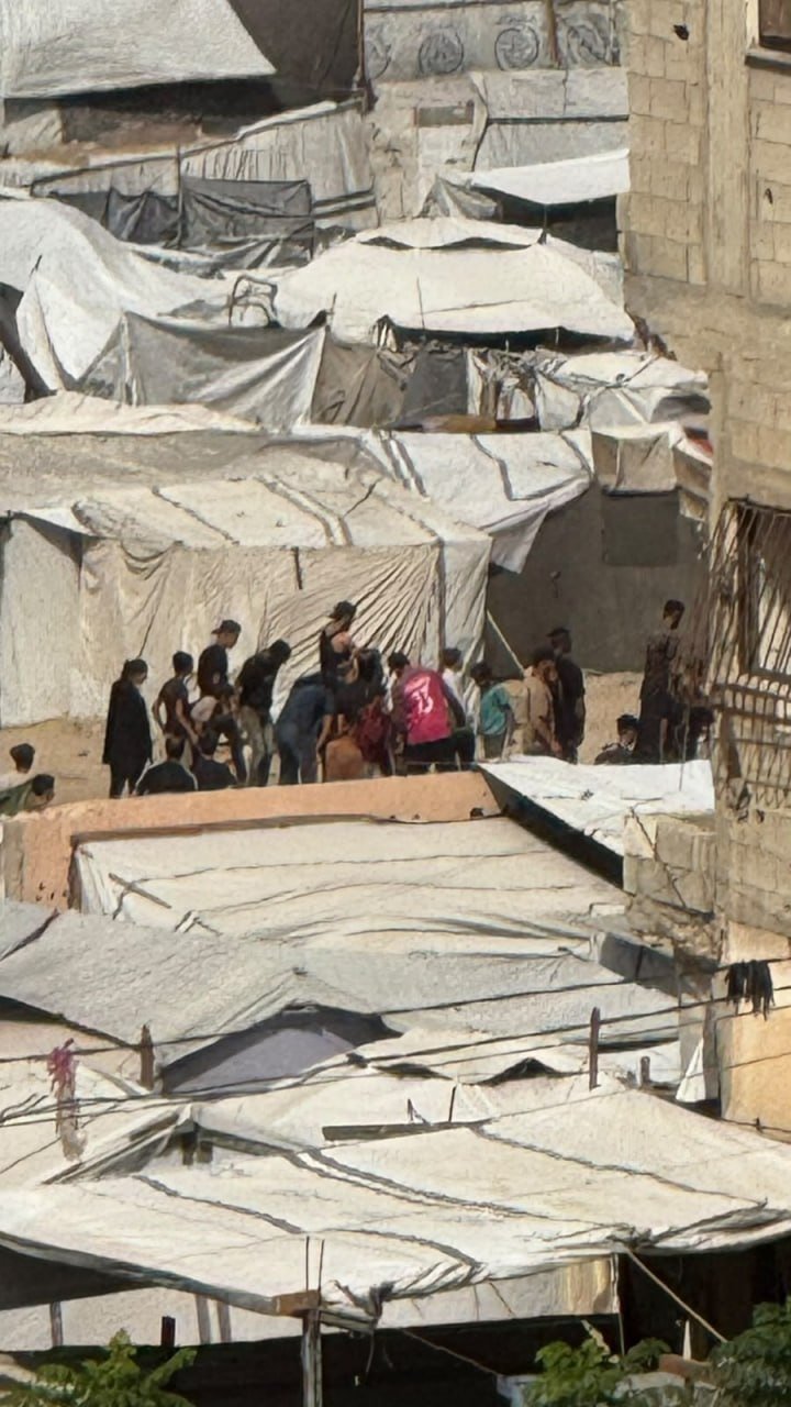 Thumbnail preview image for the video titled: Civilians check on casualties after deadly Israeli strike in their displacement camp
