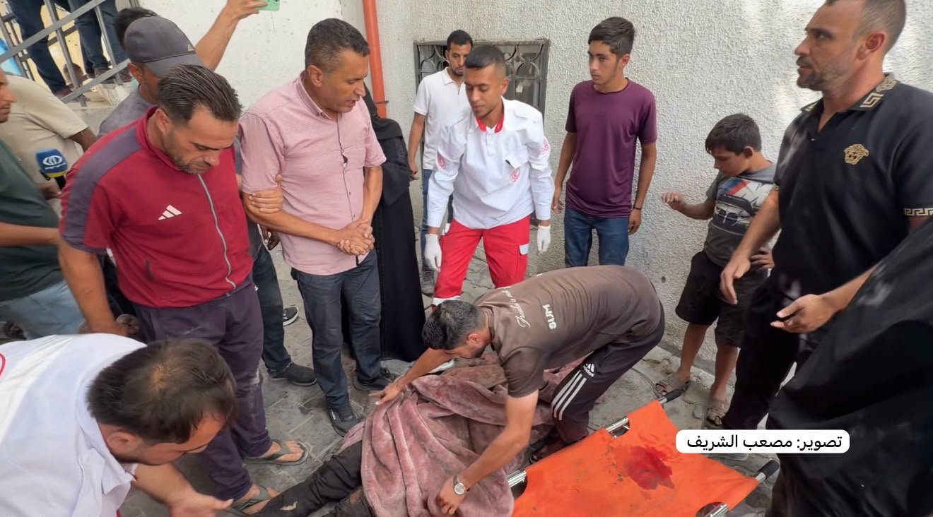 Thumbnail preview image for the video titled: Body of young Palestinian killed by Israeli strike near tents in west Gaza City