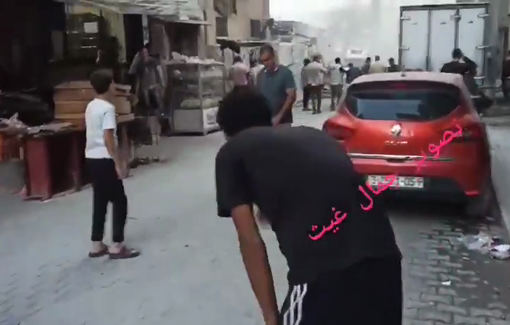 Thumbnail preview image for the video titled: First moments following Israeli drone strike that beheaded a man in busy area of Gaza City