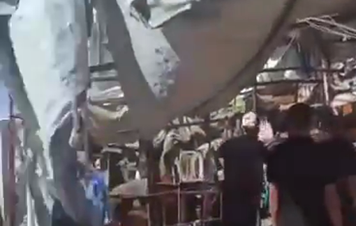 Thumbnail preview image for the video titled: Crowd gathers to inspect scene after deadly Israeli drone sttrike in Sheikh Radwan