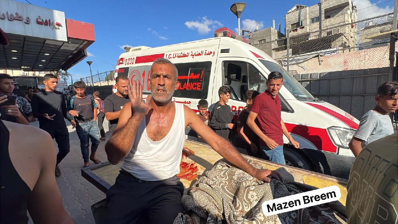 Thumbnail preview image for the video titled: Bodies of minors brought to hospital after they were killed by Israeli drone strike