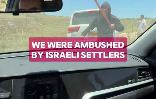 Thumbnail preview image for the video titled: Journalists ambushed and attacked by Israeli settlers while reporting on last year’s murder of Saffoyah Mussalet
