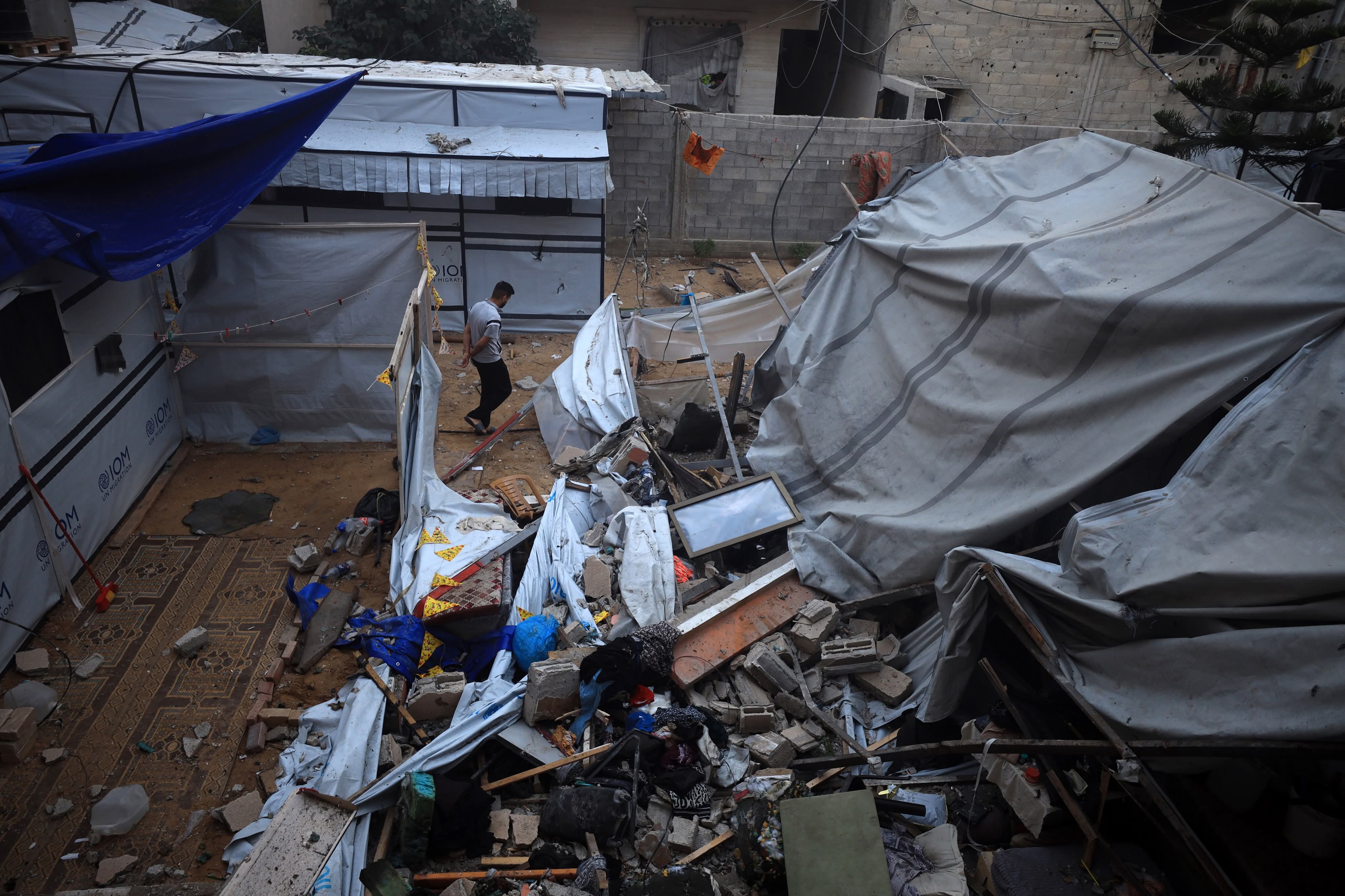 Thumbnail preview image for the video titled: Ruins of Yasin family apartment following late night Israeli airstrike
