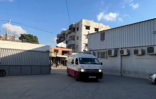 Thumbnail preview image for the video titled: Body of Palestinian killed by Israeli drone strike brought to hospital