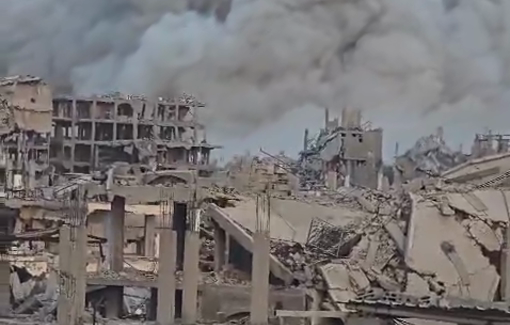 Thumbnail preview image for the video titled: Large plume of smoke over Jabalia after Israeli forces blew up more buildings