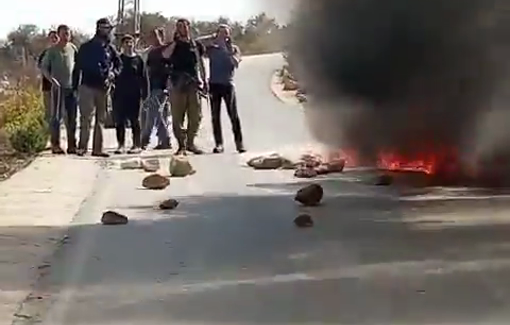 Thumbnail preview image for the video titled: Settlers forcing olive farmers to leave their land in the al-Muruj area of Asira al-Shamaliya