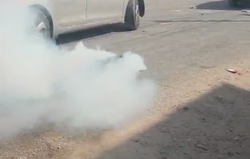 Thumbnail preview image for the video titled: Tear gas was fired at the Beit Furik checkpoint, east of Nablus, causing a fire to break out at the checkpoint