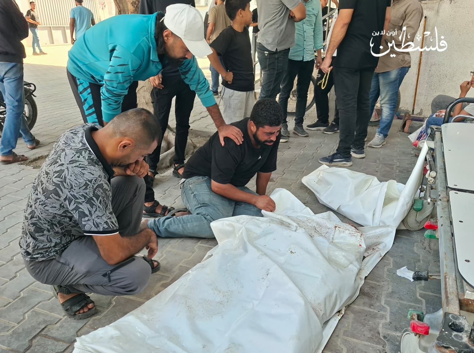 Thumbnail preview image for the video titled: Relative mourns police officer killed in Israeli drone strike on his car
