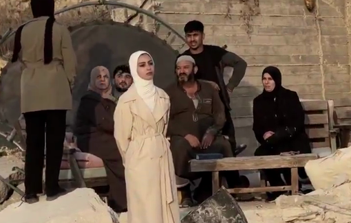 Thumbnail preview image for the video titled: A Palestinian woman stands on the rubble of her demolished house following Israeli collective punishment campaign