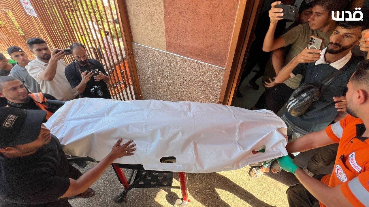 Thumbnail preview image for the video titled: Body of young Palestinian killed on his bike brought to mortuary