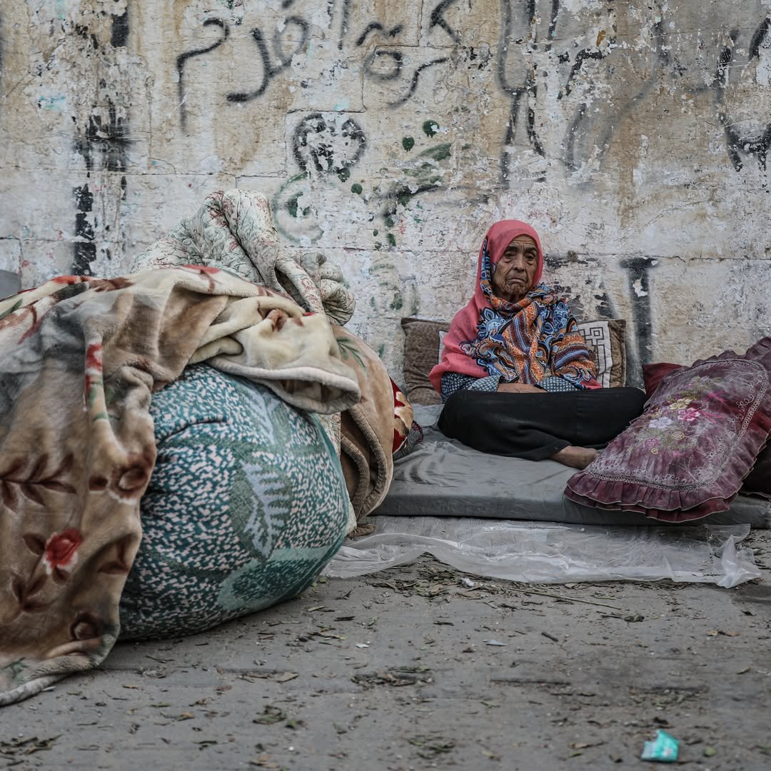 Thumbnail preview image for the video titled: Elderly mother left without shelter after Israel bombed a residential block in Nuseirat