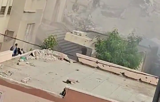 Thumbnail preview image for the video titled: Students evacuate after Israeli drone struck university building during classes