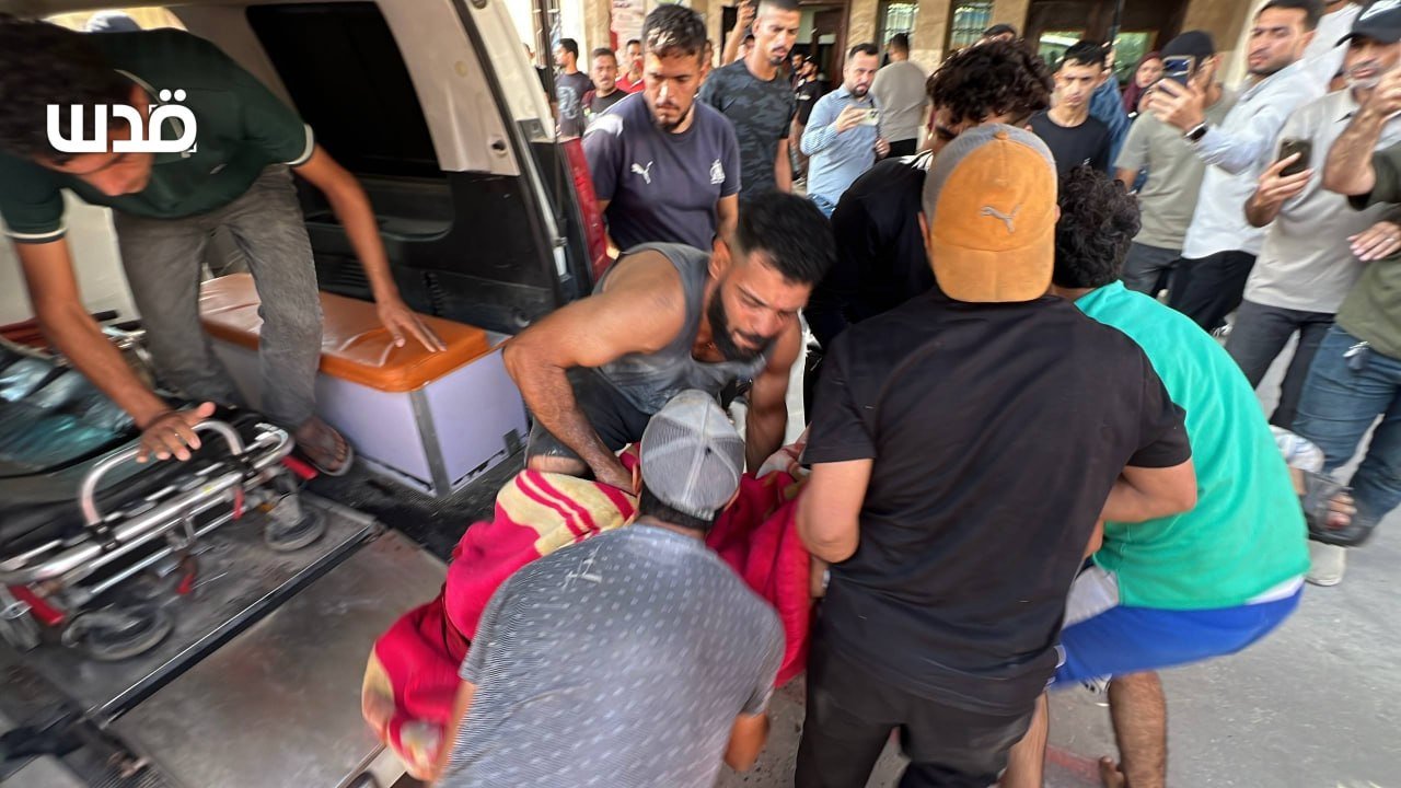 Thumbnail preview image for the video titled: Bodies of killed brothers brought to hospital following Israeli drone strike on northern Khan Younis