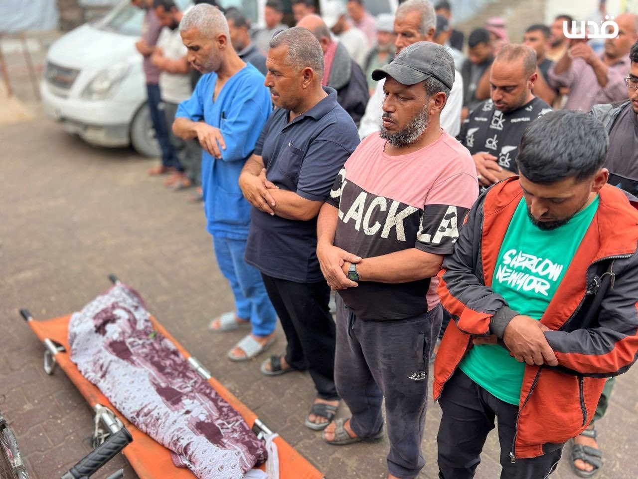 Thumbnail preview image for the video titled: Funeral prayer for child shot in Al-Mawasi