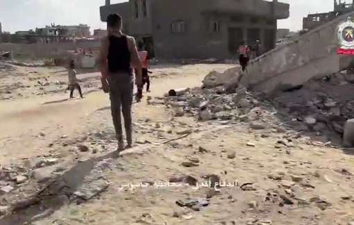 Thumbnail preview image for the video titled: Evacuation of casualties after Israeli drone dropped explosive charge on a school